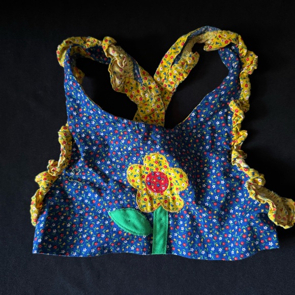 🌷 Vintage Early 80s Nannette Girl's Floral Outfit - Crop Top, Shorts, Visor - Picture 2 of 13